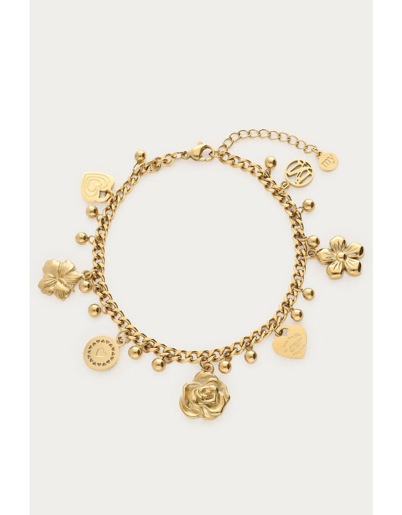 My Jewellery My Jewellery | Botanical armband met candy bloemen - goud