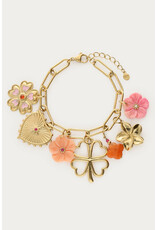 My Jewellery My Jewellery | Botanical bedel armband met klaver en bloemen - goud