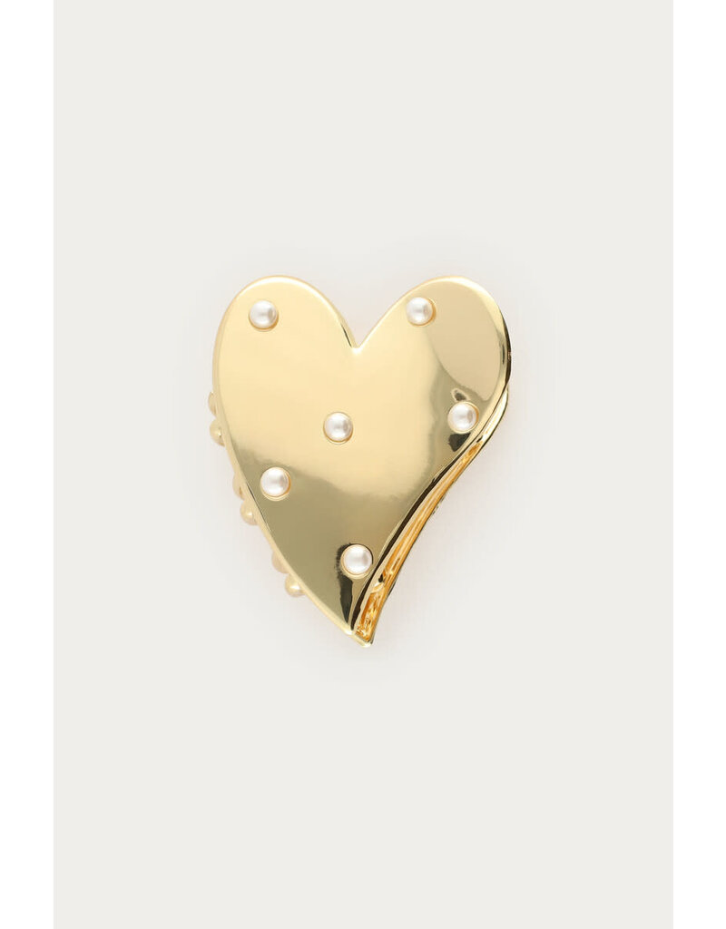 My Jewellery My Jewellery | Hartvormige haarklem met imitatieparels - goud