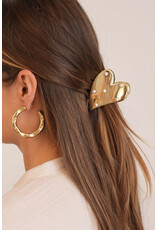 My Jewellery My Jewellery | Hartvormige haarklem met imitatieparels - goud