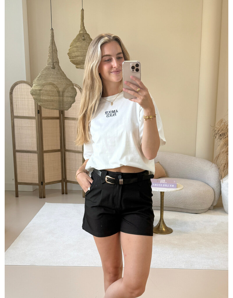 21Jewelz T-shirt Amour Paris - zwart