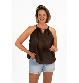 21Jewelz Haltertop met gevlochten detail - bruin
