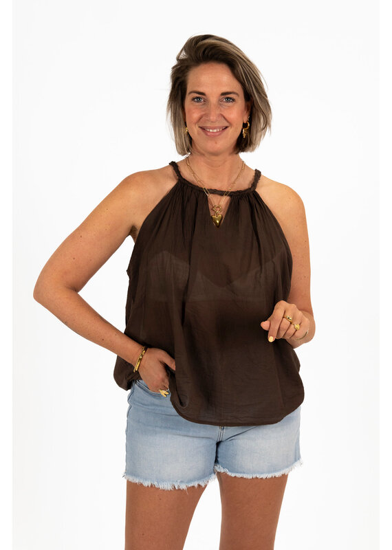 21Jewelz Haltertop met gevlochten detail - bruin