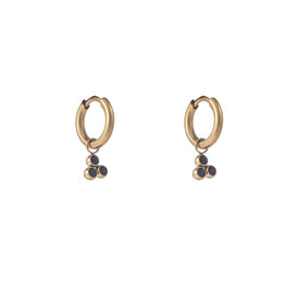 Go Dutch Label D&E - 3stone Hoop black - goud