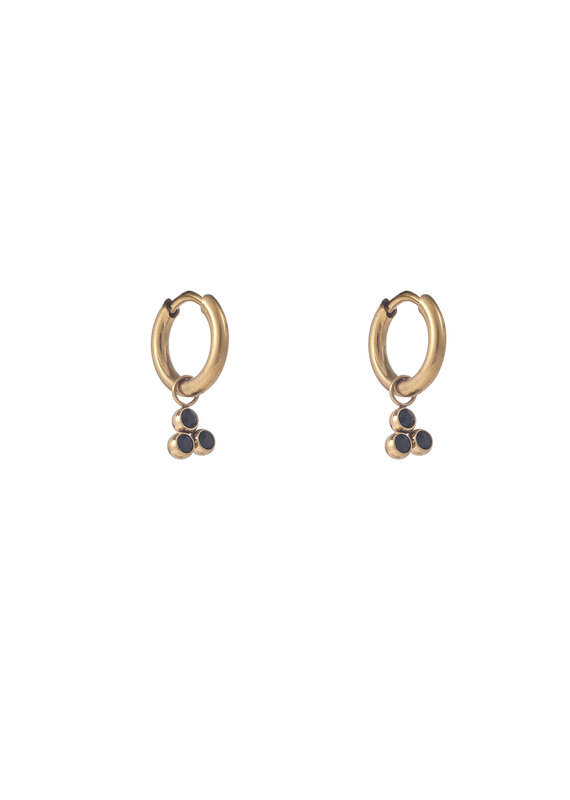 Go Dutch Label D&E - 3stone Hoop black - goud