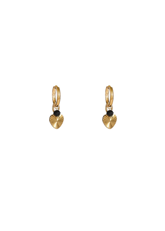 Go Dutch Label D&E - Heart bead hoop - zwart