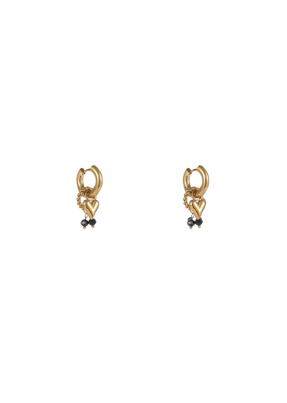 Go Dutch Label D&E - Big heart bead hoop - zwart