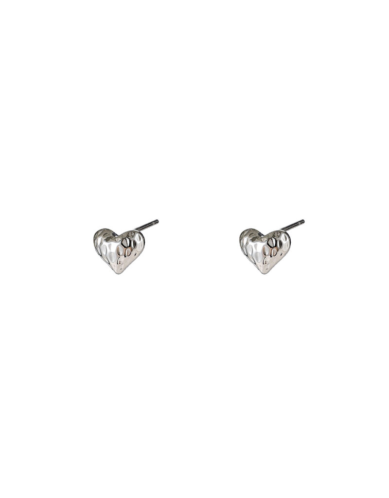 Go Dutch Label D&E - Crackled heart stud - zilver