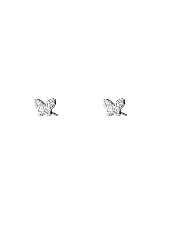 Go Dutch Label D&E - Crackled butterfly stud - zilver