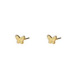 Go Dutch Label D&E - Crackled butterfly stud - goud