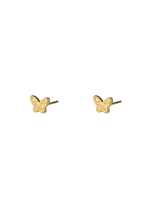 Go Dutch Label D&E - Crackled butterfly stud - goud