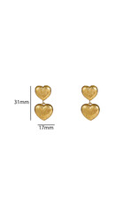 Go Dutch Label D&E - Double heart stud - goud
