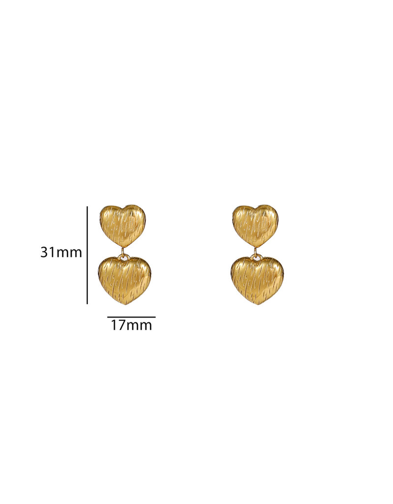 Go Dutch Label D&E - Double heart stud - goud