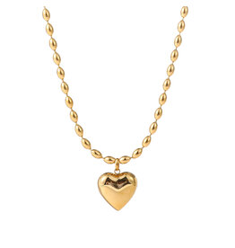 Go Dutch Label D&E - Hollow heart necklace - goud