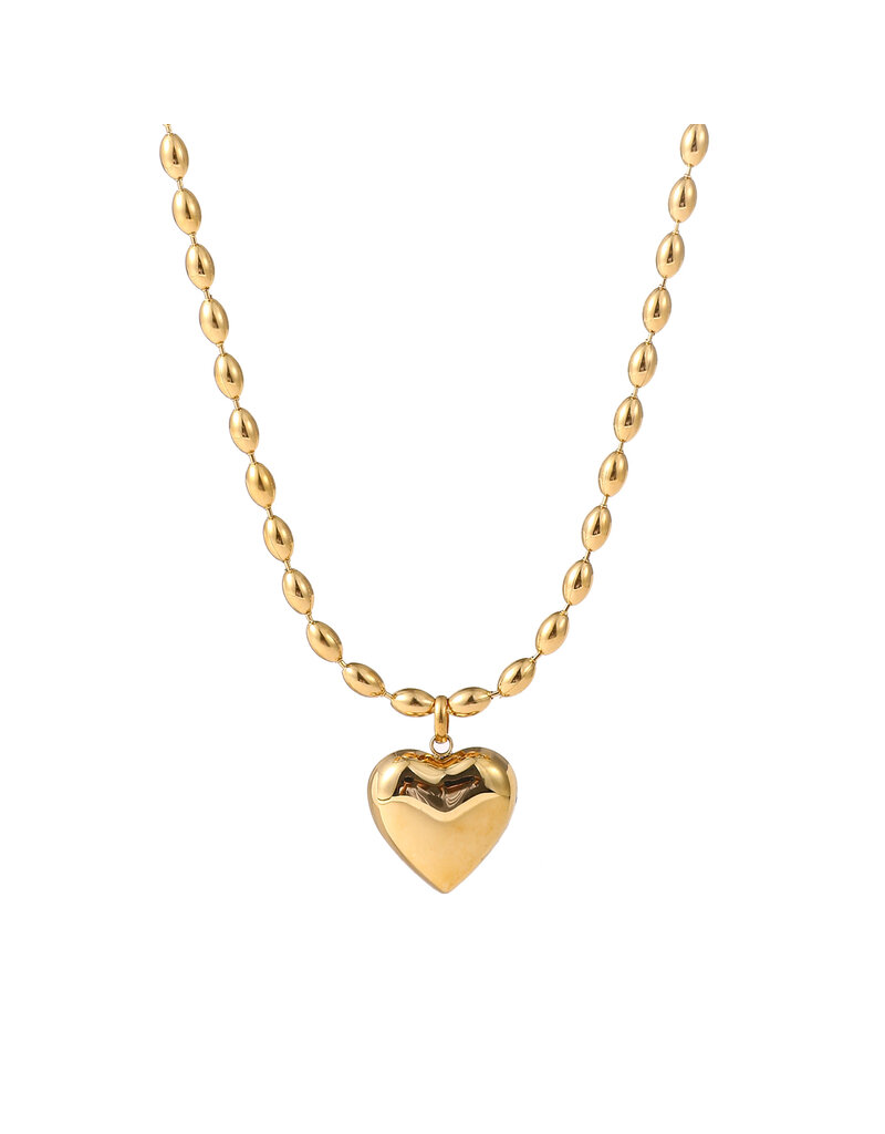 Go Dutch Label D&E - Hollow heart necklace - goud