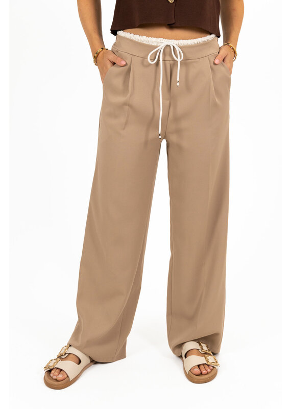 21Jewelz Pantalon met witte band - beige