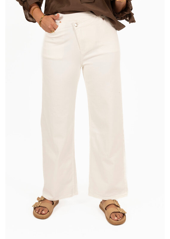 21Jewelz Wide leg jeans met schuine knoop - wit