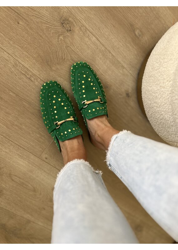 Babouche Babouche- Studded muiltje green