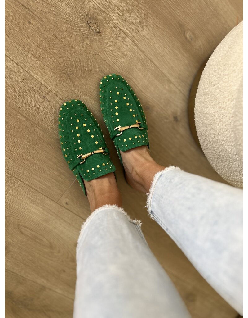 Babouche Babouche- Studded muiltje green