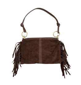 21Jewelz Tas met gouden ringen & franjes -  suede bruin