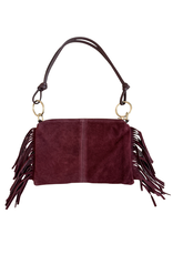 21Jewelz Tas met gouden ringen & franjes -  suede burgundy
