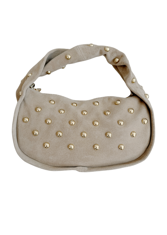 21Jewelz Midi handtas met gouden studs - suede beige