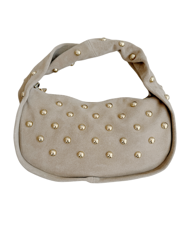 21Jewelz Midi handtas met gouden studs - suede beige