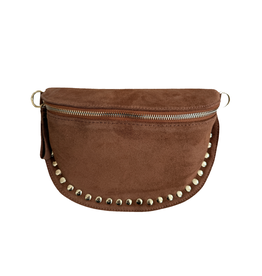 21Jewelz Crossbody tas met gouden studs - suede camel
