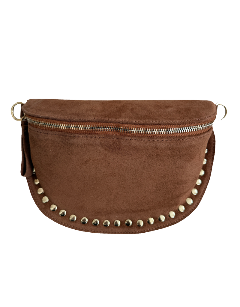 21Jewelz Crossbody tas met gouden studs - suede camel