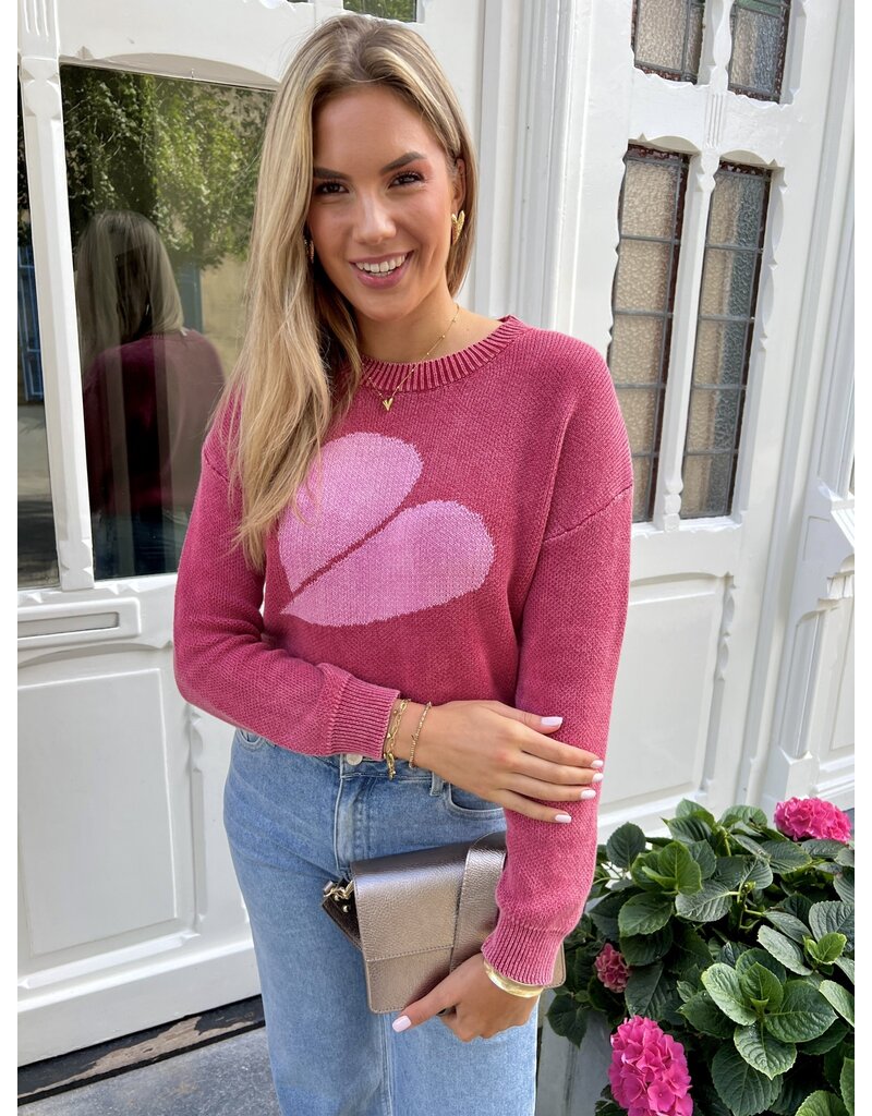 21Jewelz Trui met groot hart - Roze/magenta