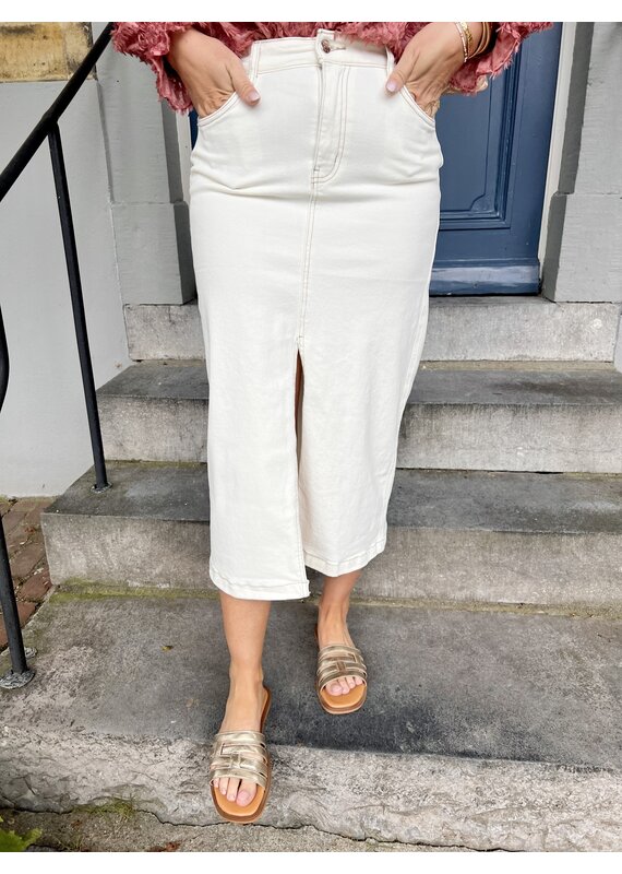 21Jewelz Denim rok met stiksel - ecru