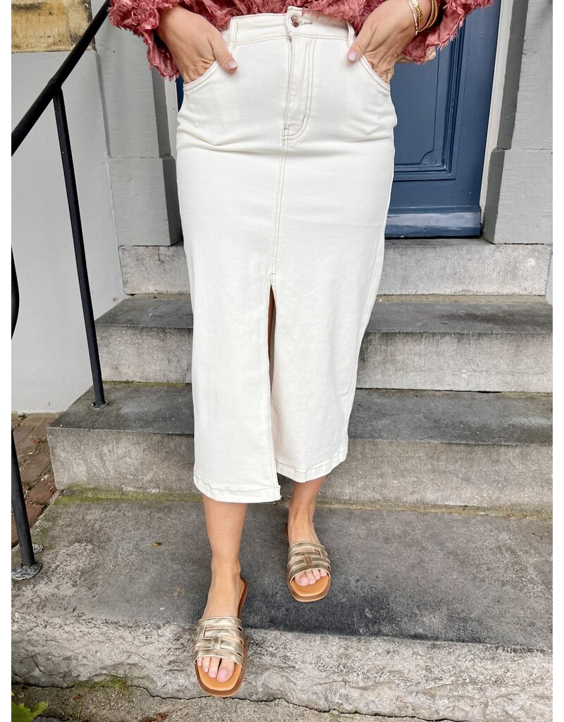 21Jewelz Denim rok met stiksel - ecru
