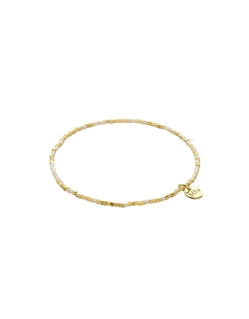 Biba Elastisch armbandje met kralen - ecru/wit