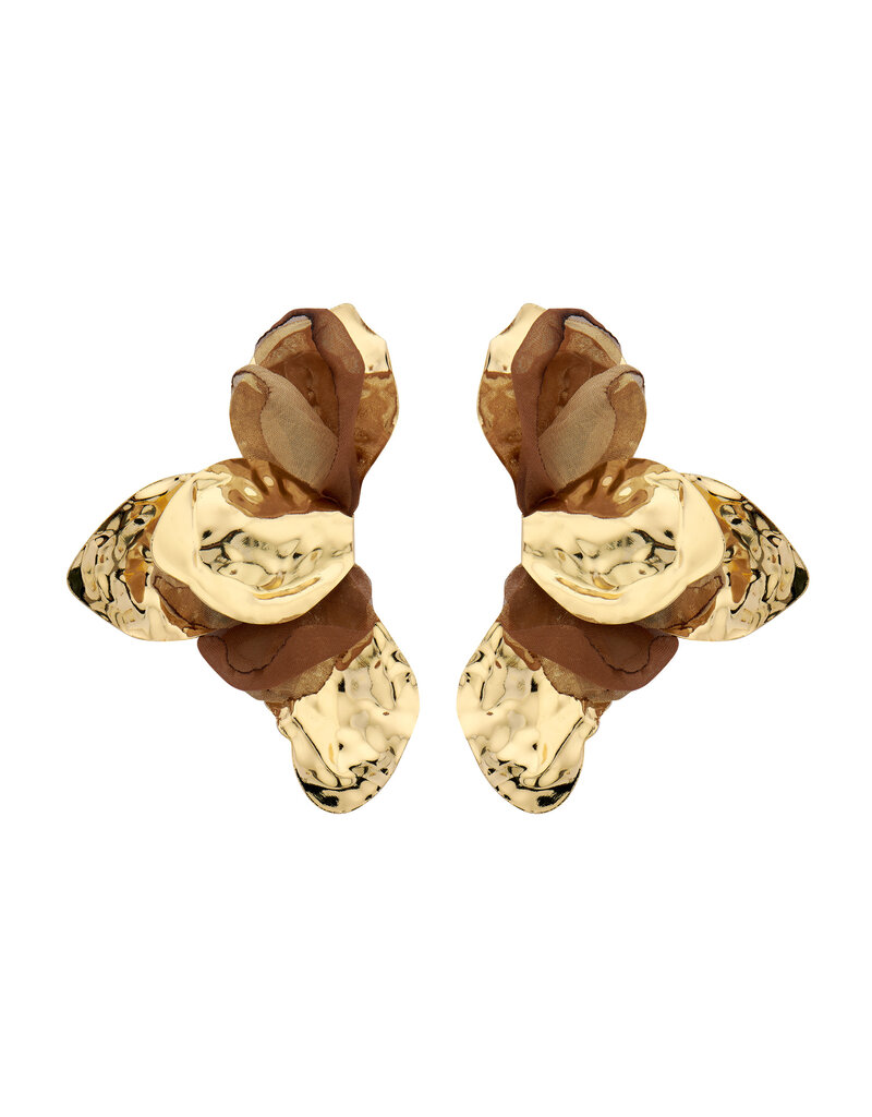 Biba Statement bloemen studs - taupe