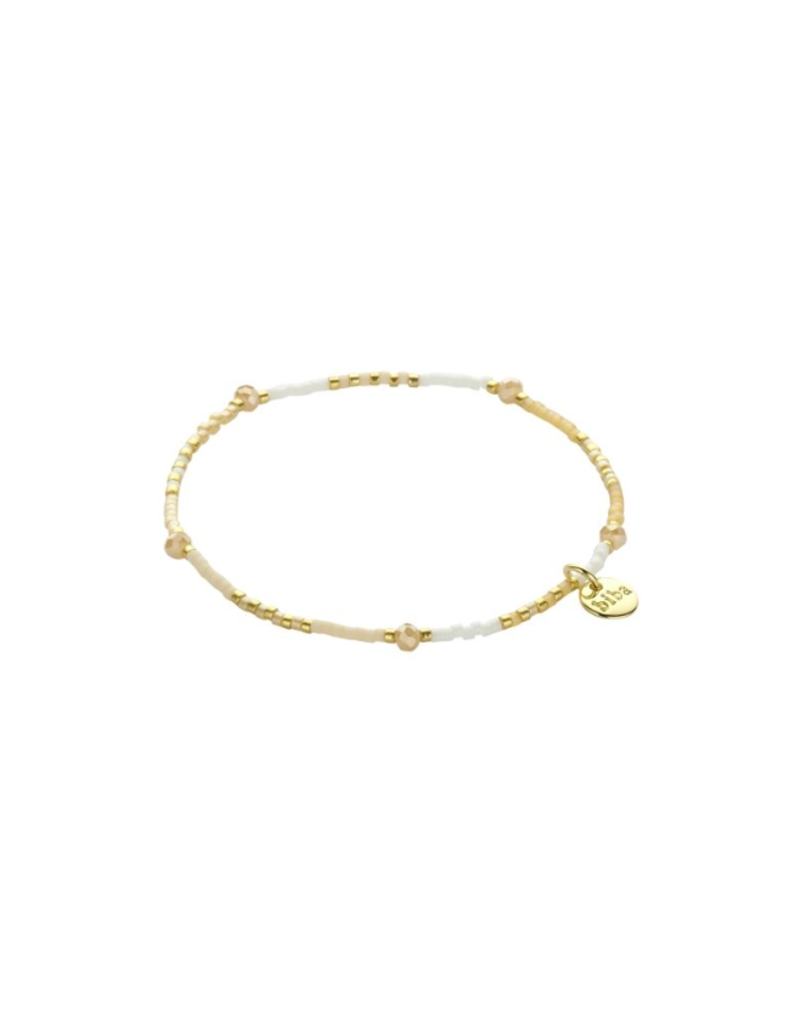 Biba Elastisch armbandje met kralen - wit/ecru