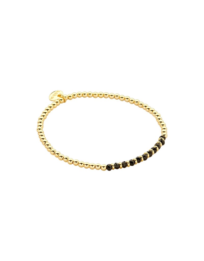 Biba Elastisch armbandje met ronde kralen - zwart