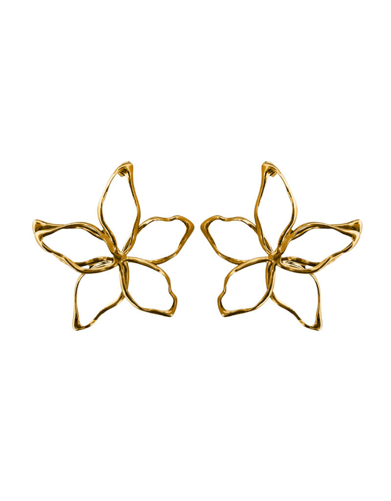 21Jewelz Open bloemen oorbellen - goud