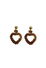 21Jewelz Drielaags oorbellen met steen & hart - bruin