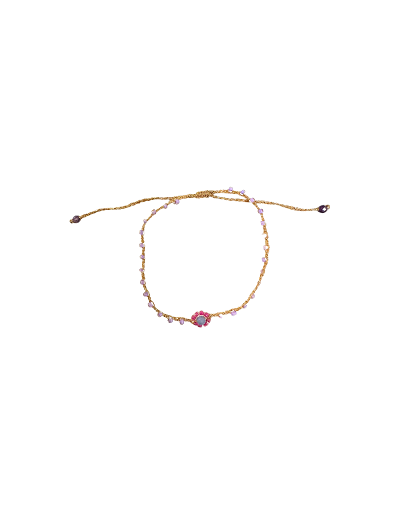 21Jewelz Glitter armbandje met bloemetje - lila