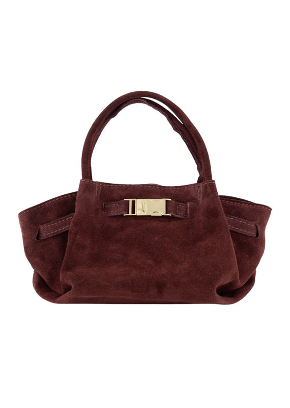 21Jewelz Tasje met goud detail - suede bordeaux