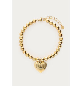 My Jewellery My Jewellery - Bold kralenarmband met love hart - goud