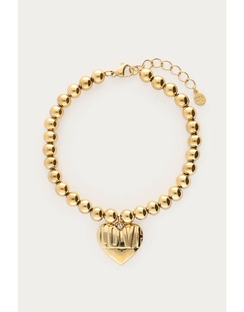My Jewellery My Jewellery - Bold kralenarmband met love hart - goud