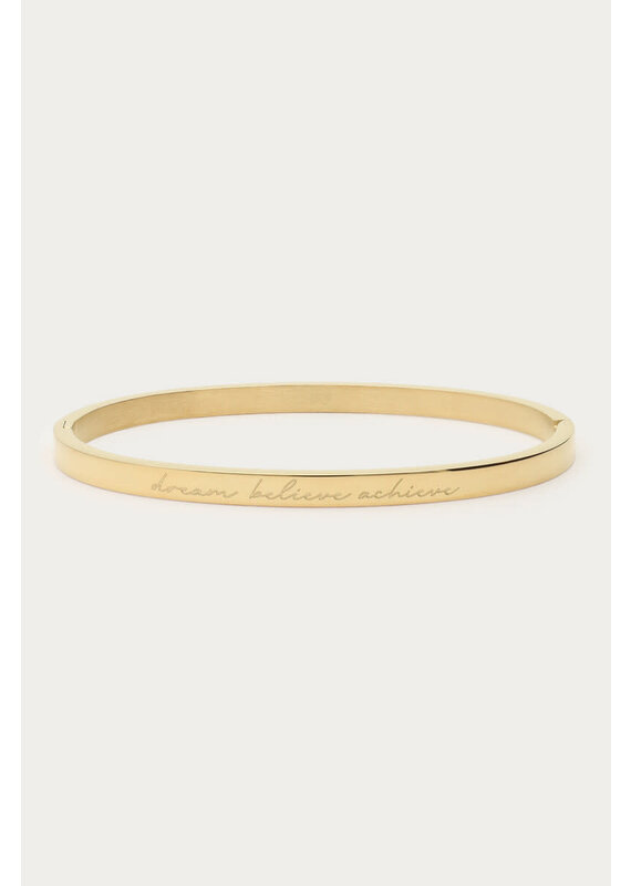 My Jewellery My Jewellery - Bold bangle "Dream believe achieve" - goud