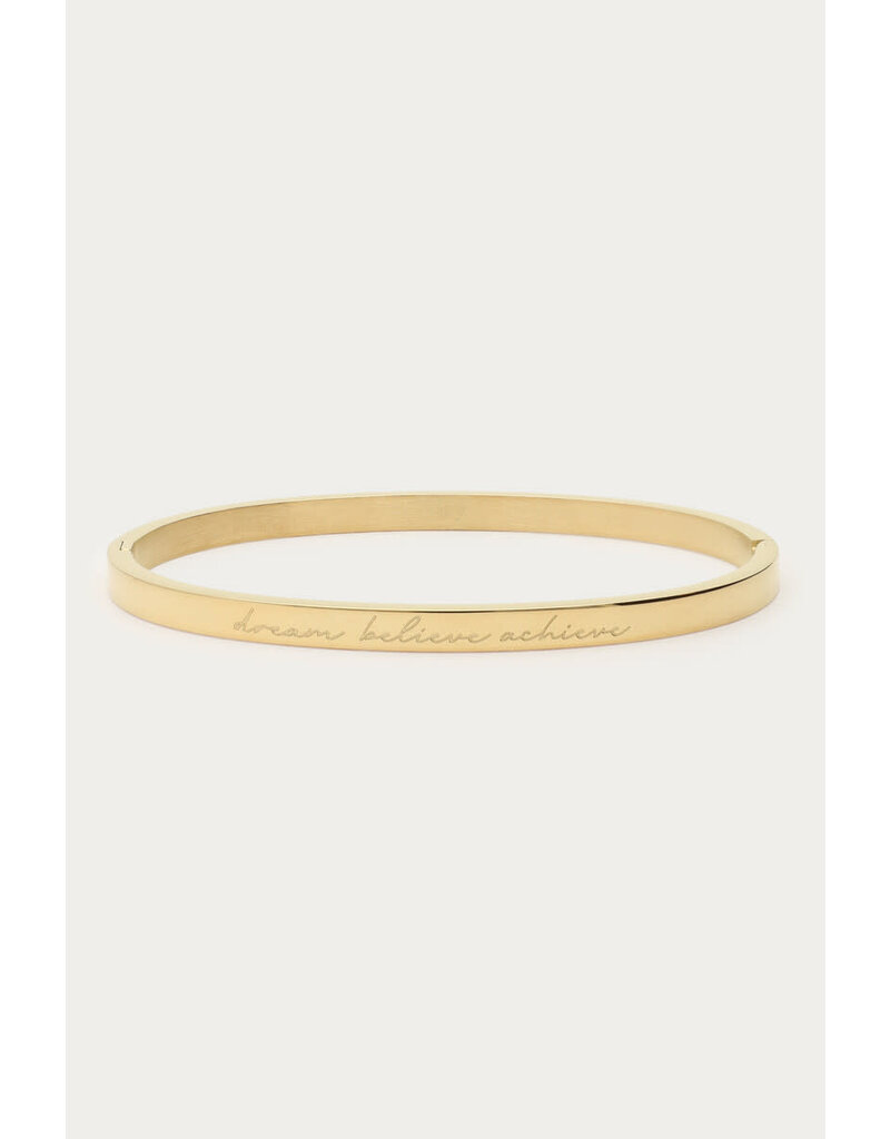 My Jewellery My Jewellery - Bold bangle "Dream believe achieve" - goud