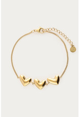My Jewellery My Jewellery - Bold armband met drie hartjes - goud
