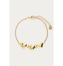 My Jewellery My Jewellery - Bold armband met drie hartjes - goud