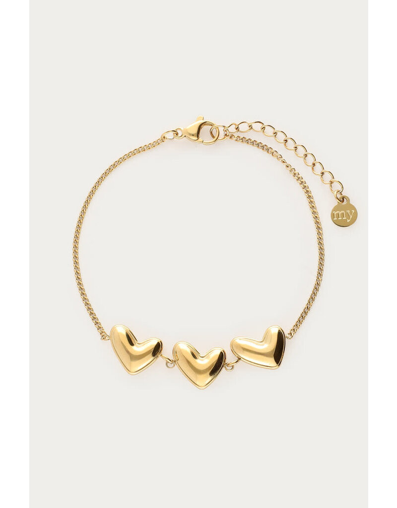 My Jewellery My Jewellery - Bold armband met drie hartjes - goud