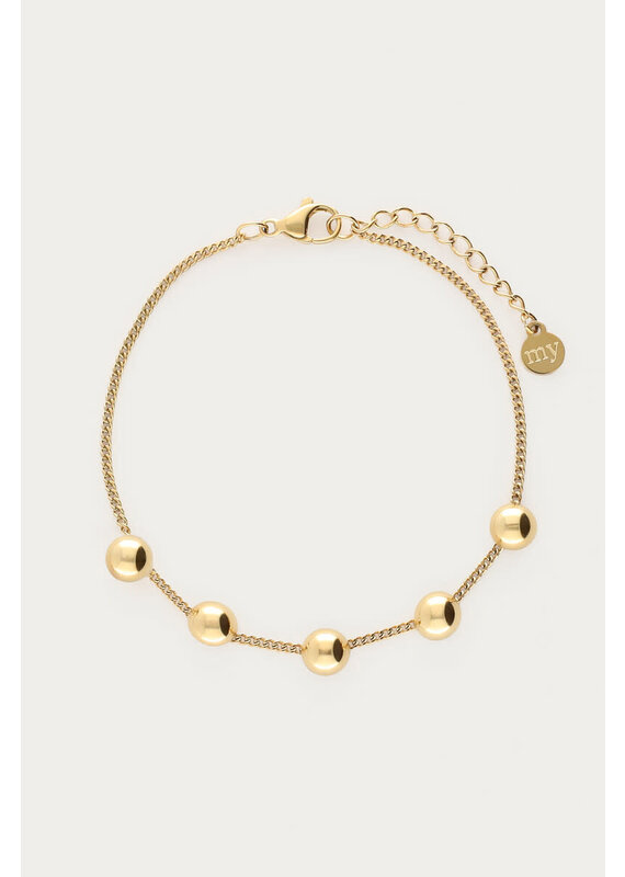 My Jewellery My Jewellery - Bold armband met vijf bollen - goud