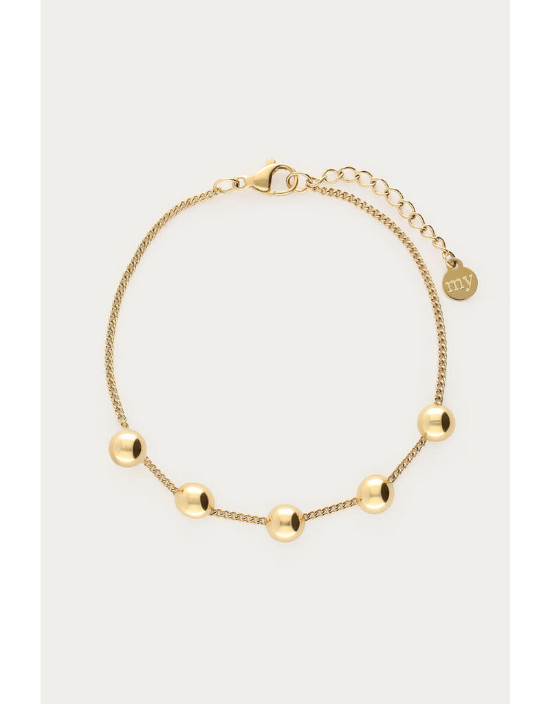 My Jewellery My Jewellery - Bold armband met vijf bollen - goud