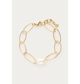 My Jewellery My Jewellery - Bold schakelarmband met zoetwaterparels - goud
